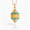 Pendentif Naos petit modèle vermeil, émail turquoise et saphirs blancs