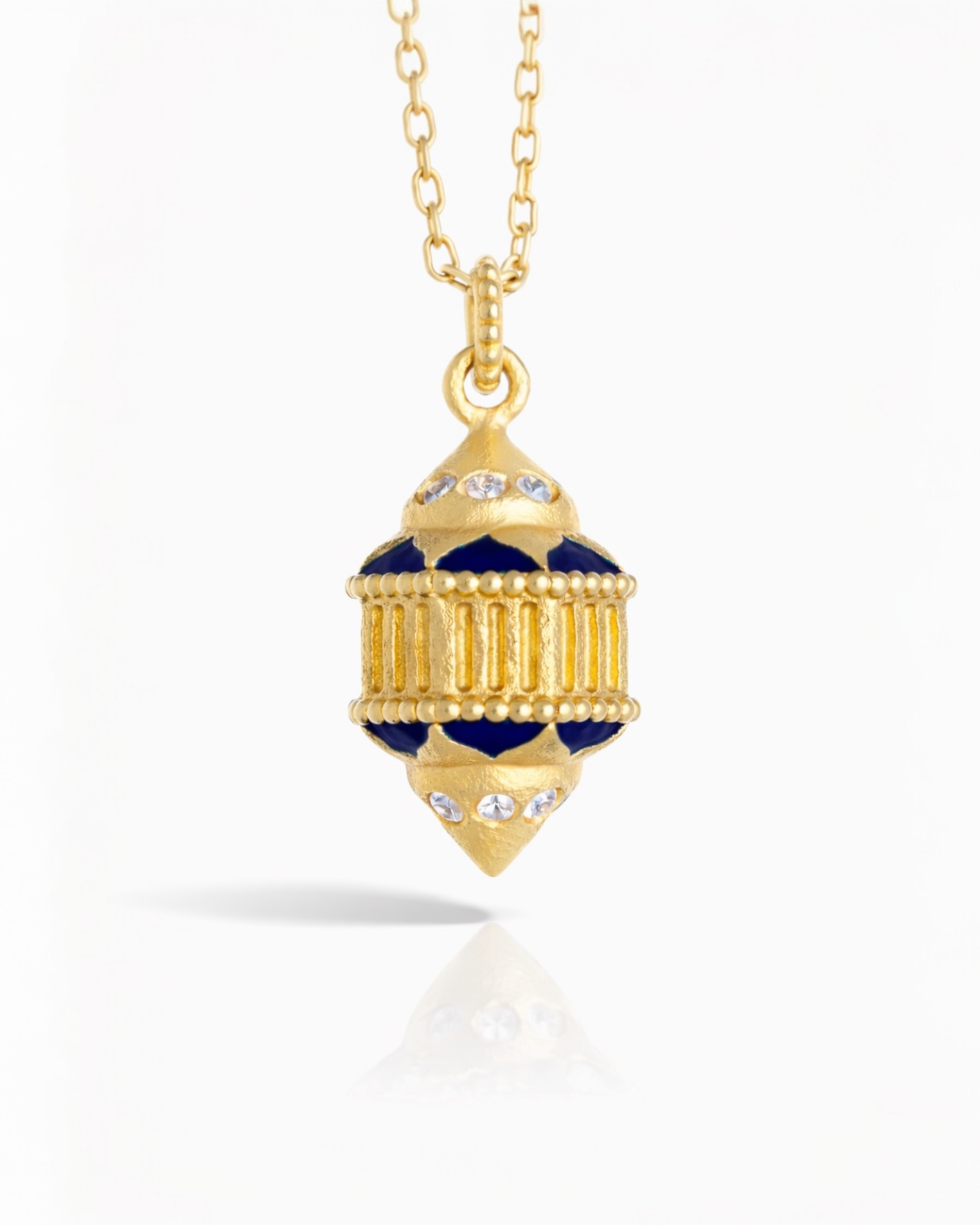 Naos small pendant in vermeil, blue enamel and white sapphires