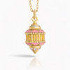 Pendentif Naos petit modèle vermeil, émail rose et saphirs blancs