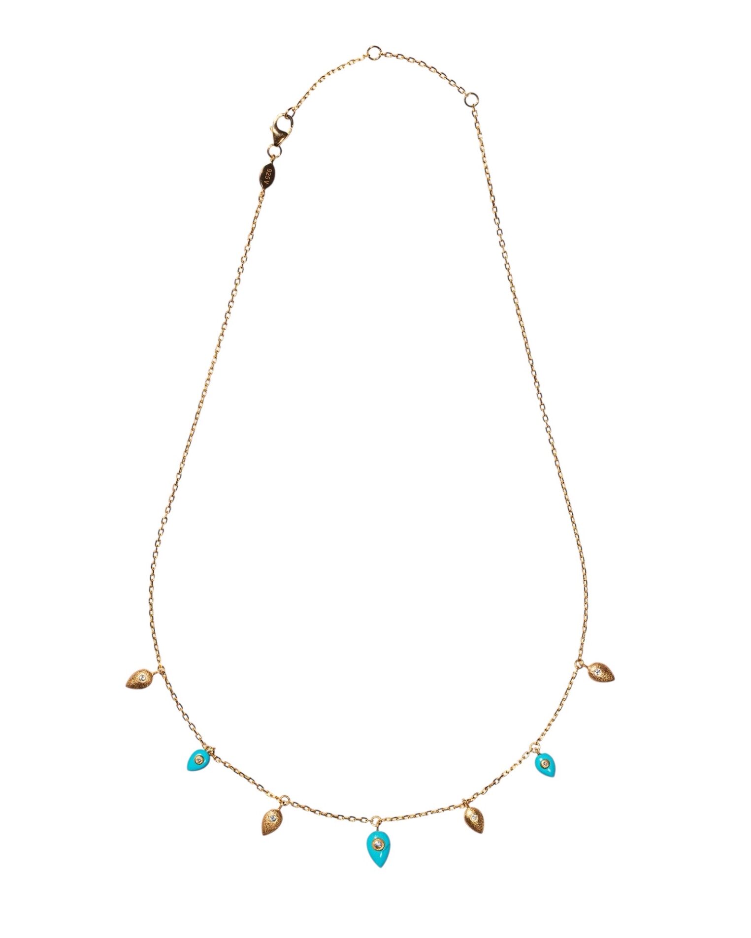 Déva necklace in turquoise and vermeil or solid gold - Vermeil