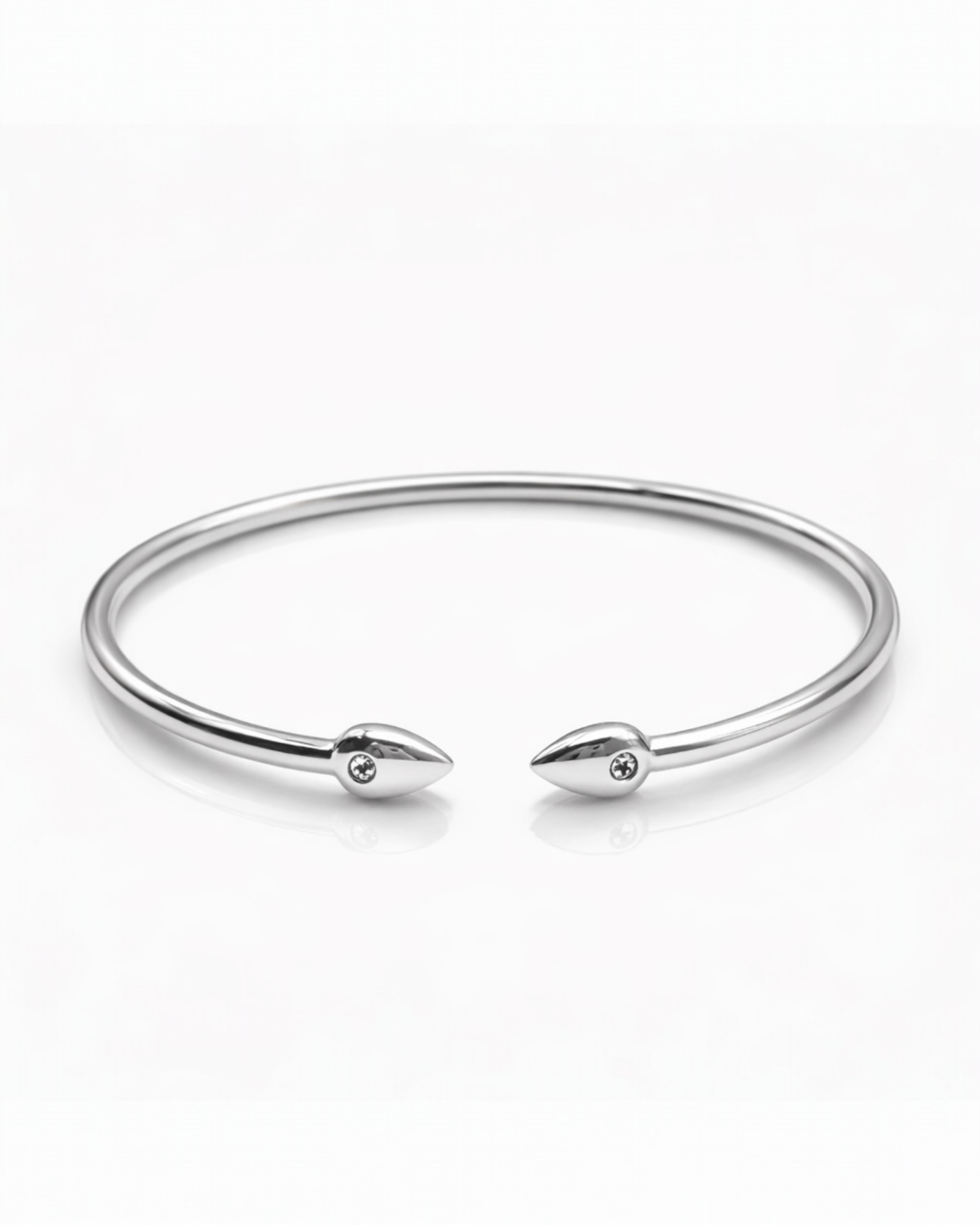 Bracelet-jonc Déva en argent massif et saphirs blancs