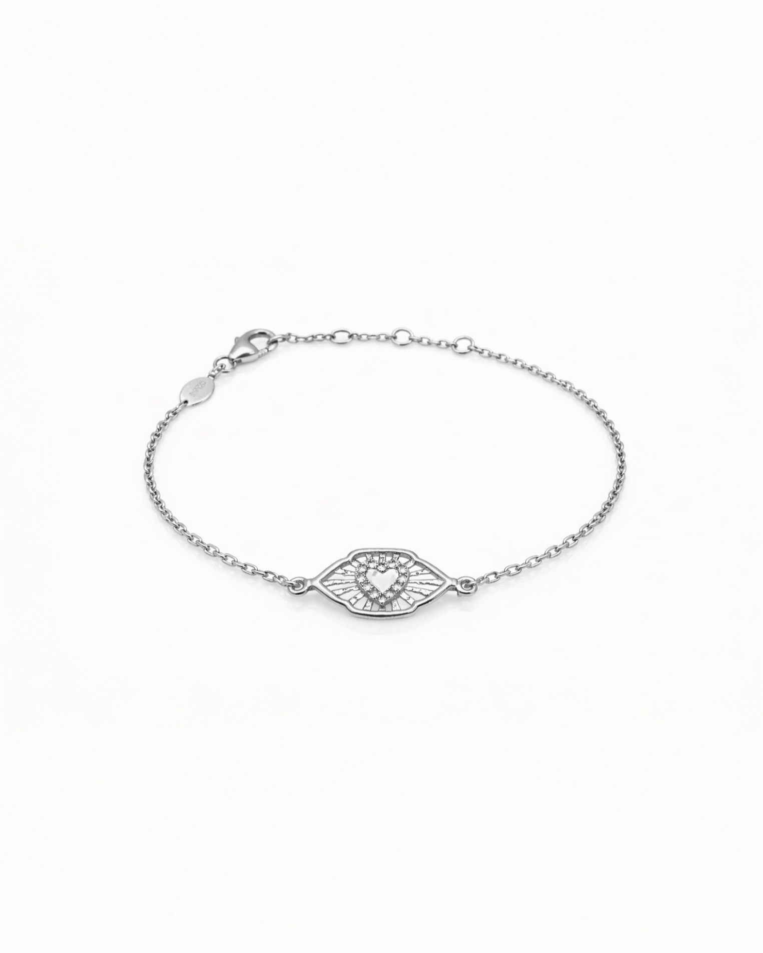 Bracelet Agapé en argent massif et saphirs blancs