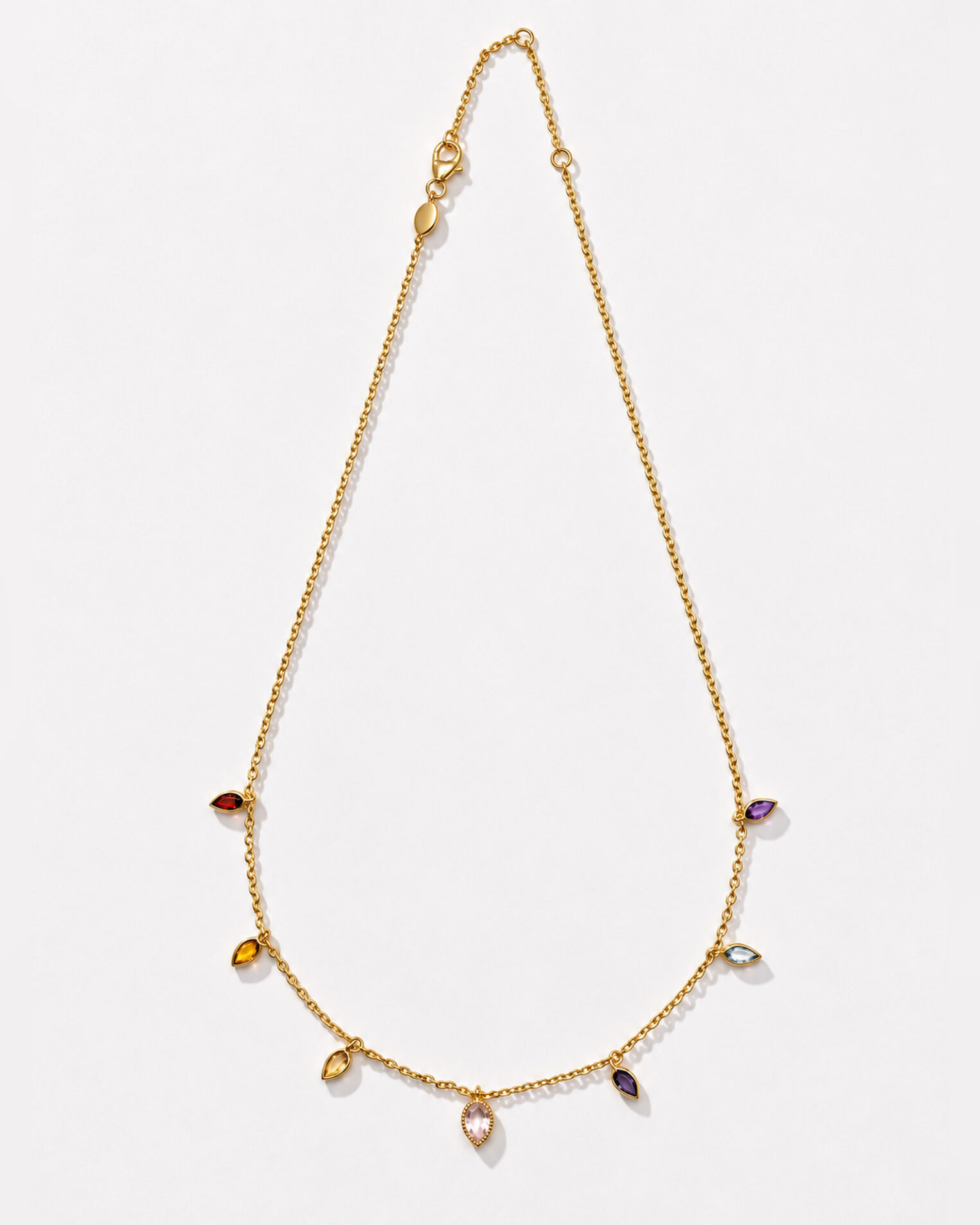 Collier Chakras en vermeil 18 cts et 7 pierres fines