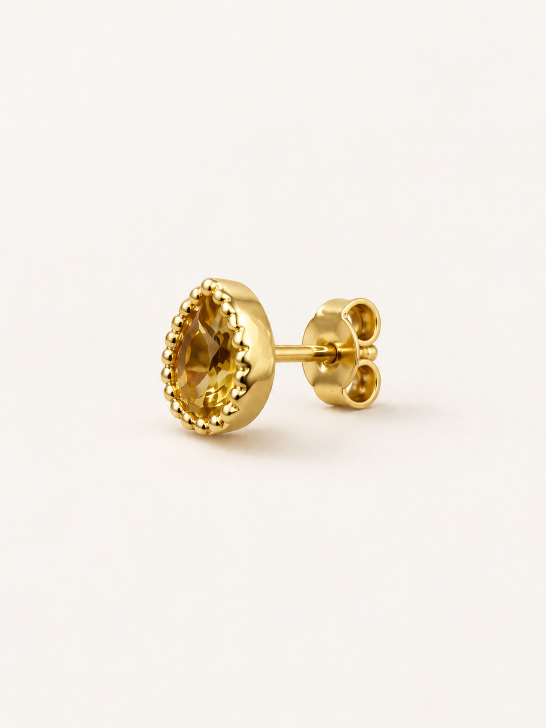 Puce d'oreille Chakras en vermeil 18 cts et citrine orange