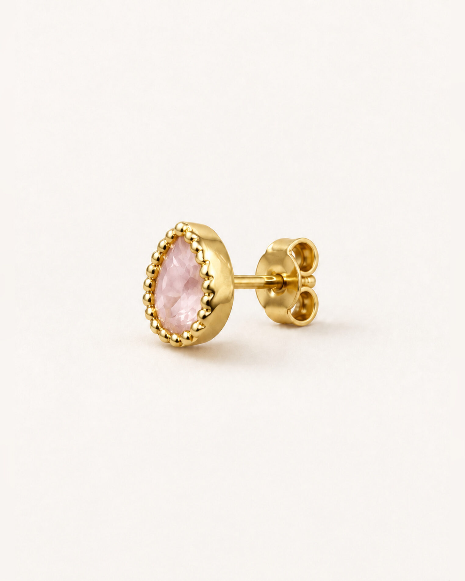 Puce d'oreille Chakras en vermeil 18 cts et quartz rose