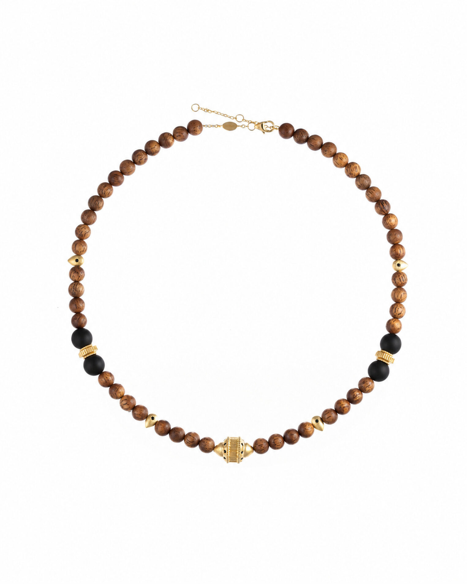 Ras de cou Eonia vermeil 18 carats, bois et onyx mat