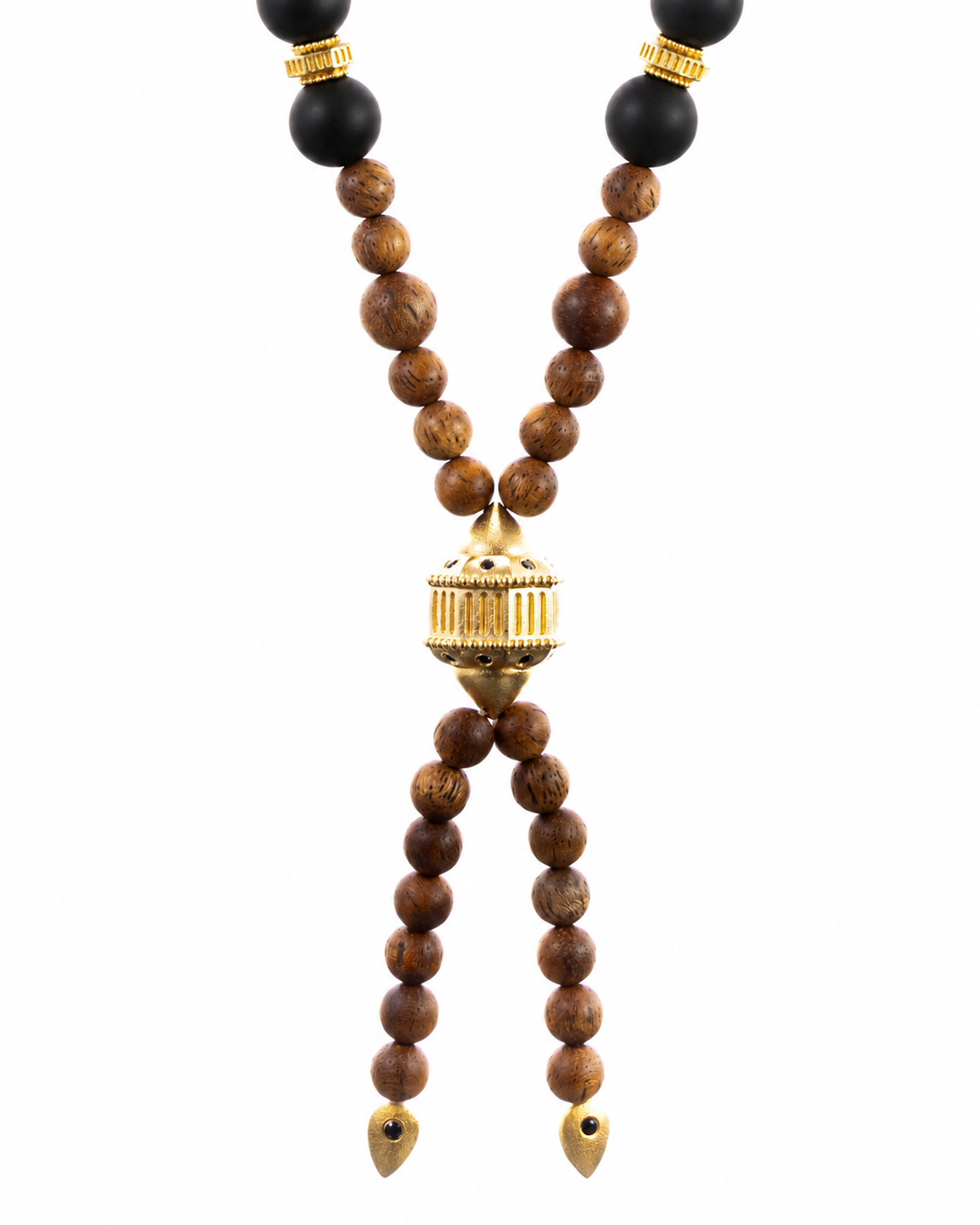 Sautoir Le 108 vermeil 18 carats et onyx mat