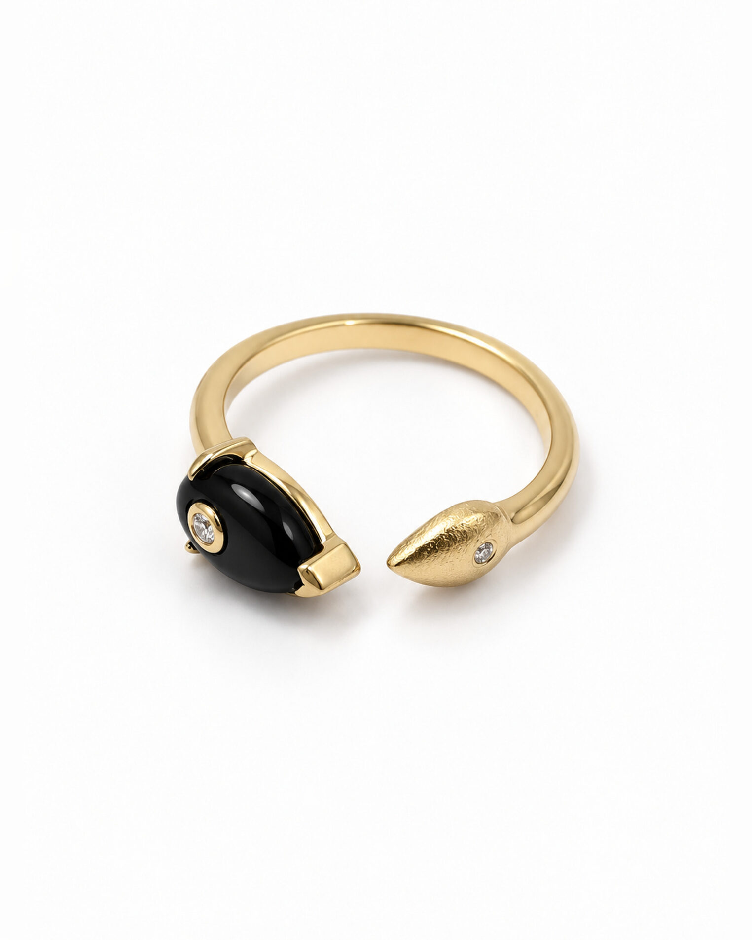 Bague toi & moi Thais onyx, vermeil et saphirs blancs