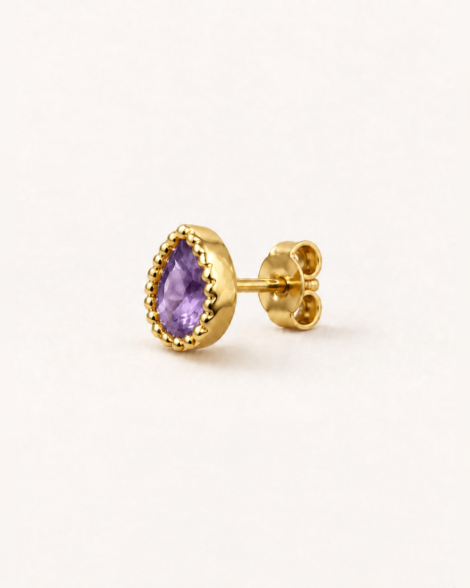 Puce d'oreille Chakras en vermeil 18 cts et améthyste