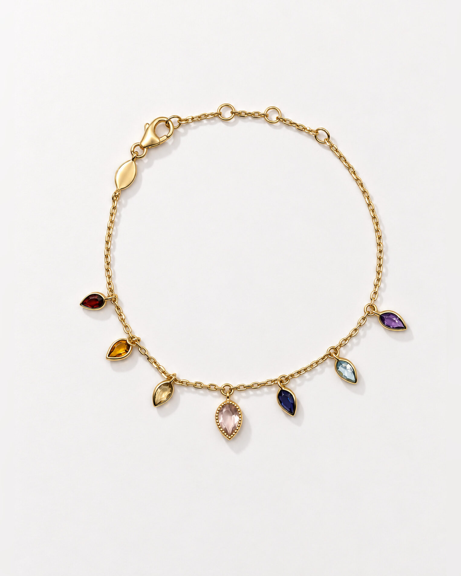Bracelet Chakras en vermeil 18 cts et 7 pierres fines