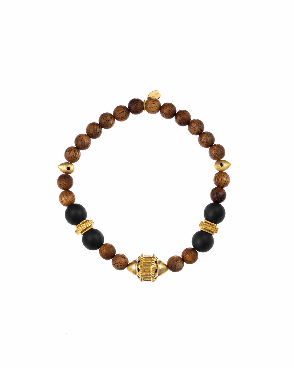 Bracelet Jaya vermeil, onyx mat et bois