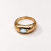 Bague Chakras en vermeil 18 cts martelé et topaze bleue