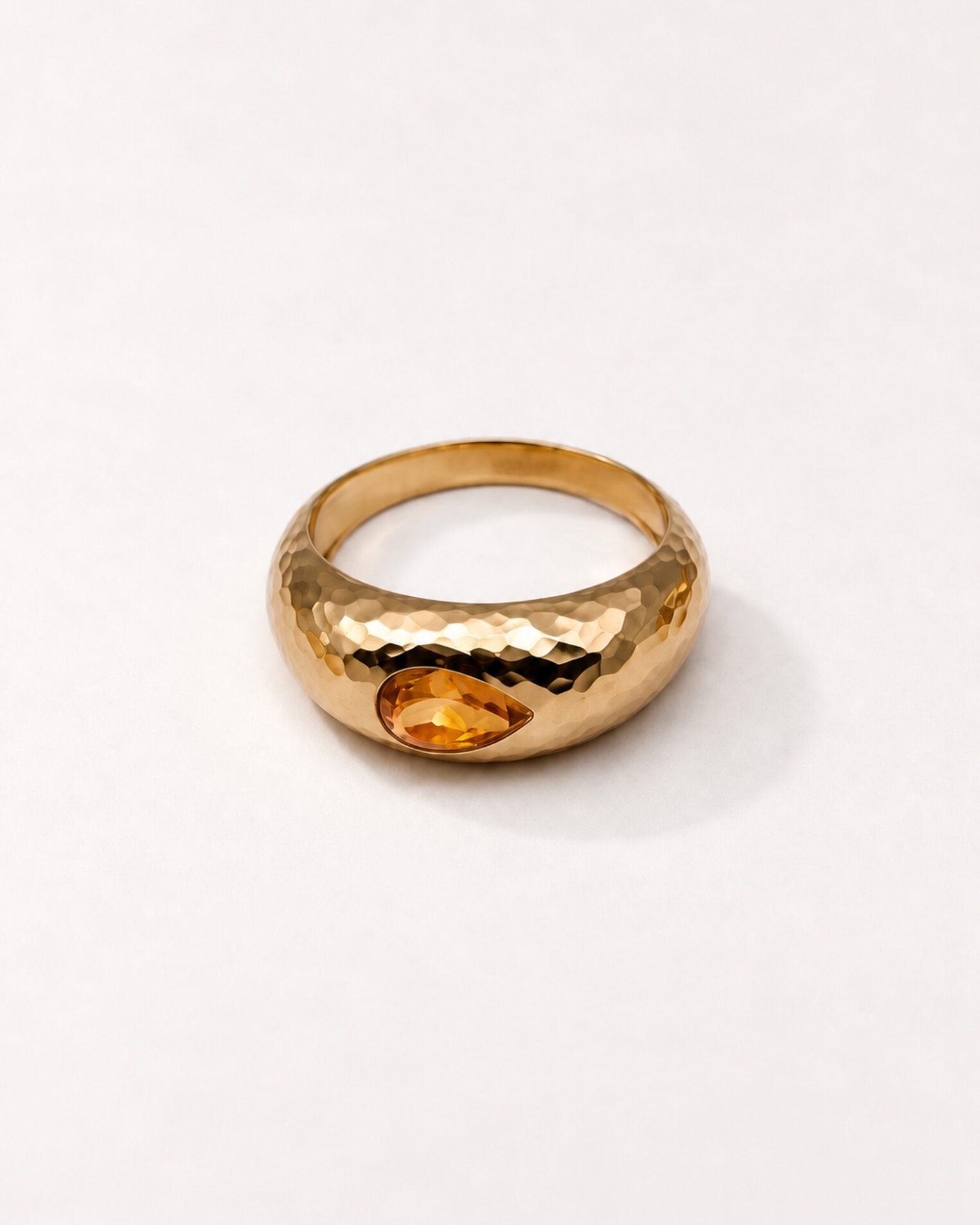 Bague Chakras en vermeil 18 cts martelé et citrine orange