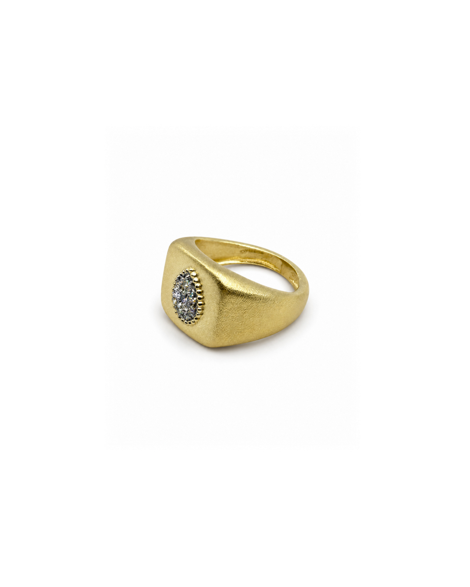 Chevalière Danaé en vermeil 18 carats, pavage saphirs blancs