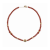 Ras de cou Eonia jaspe rouge, vermeil or 18 cts et saphirs blancs