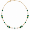 Collier Suzanne en vermeil 18 cts, perles et malachite