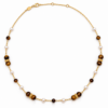 Collier Suzanne en vermeil 18 cts, perles et oeil de tigre