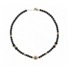 Ras de cou Eonia onyx, vermeil or 18 cts et spinelles noirs