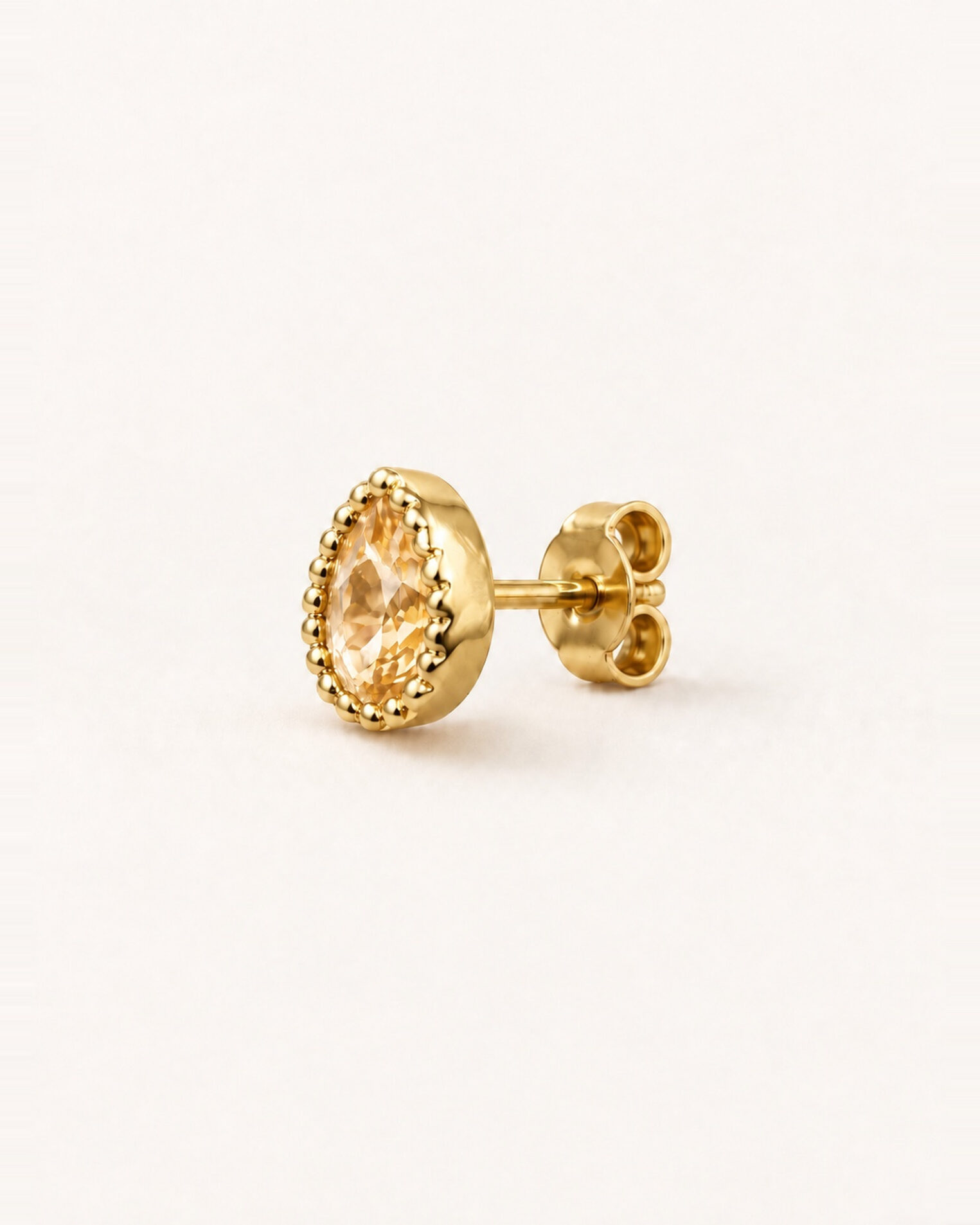 Puce d'oreille Chakras en vermeil 18 cts et citrine jaune